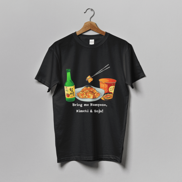 Bring me Ramyeon, Kichi & Soju T-shirt (Black) 1