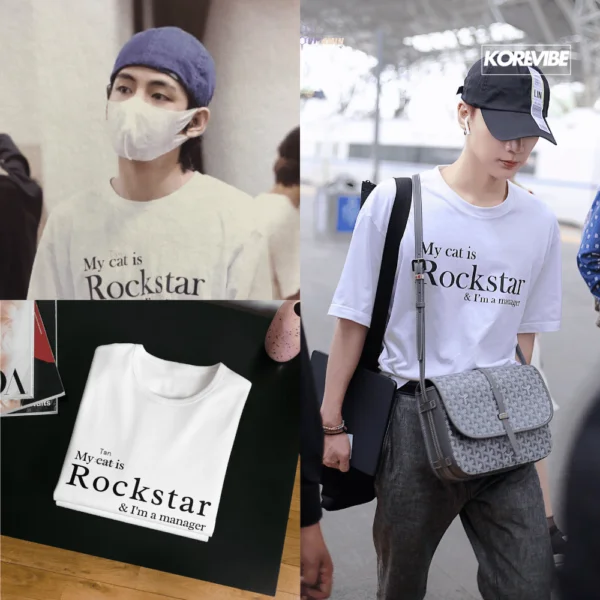 BTS Taehyung My Cat Is Rockstar Unisex T-shirt