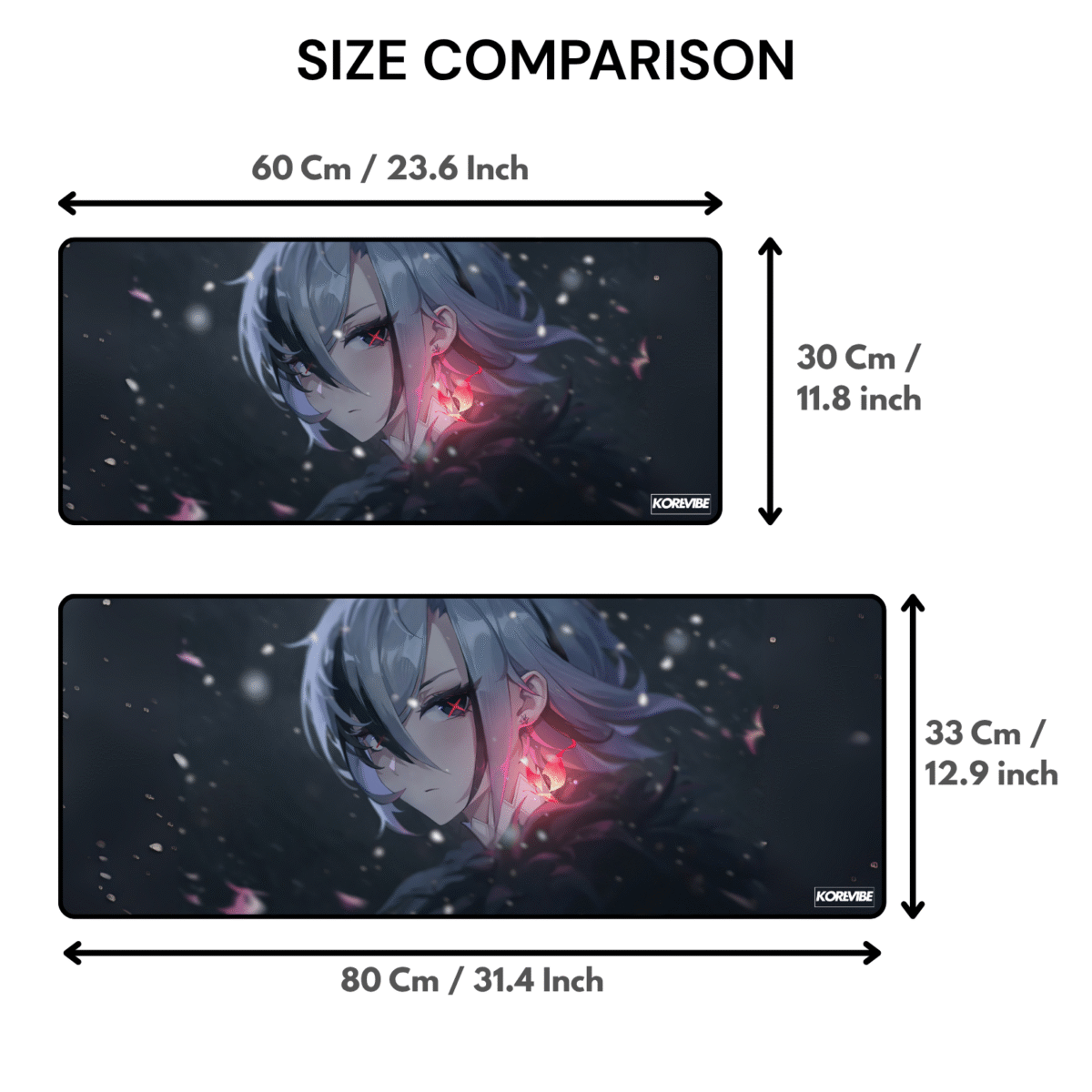 Arlecchino Genshin Impact Gaming Mouse Pad SIZE COMPARISON