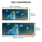 Cat Gaming Mouse Pad size comparison – available in 60×30 cm and 80×33 cm sizes, 3mm thick