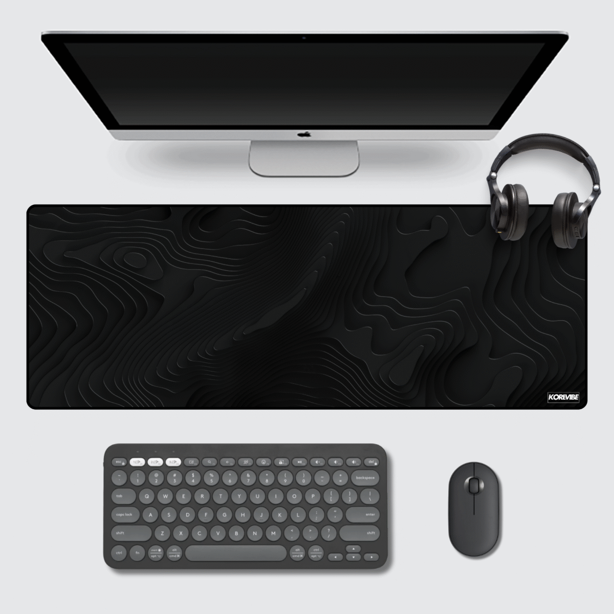 Dark Topography Gaming Mouse Pad 80×33 cm – extended 3mm thick mouse pad with topographic pattern