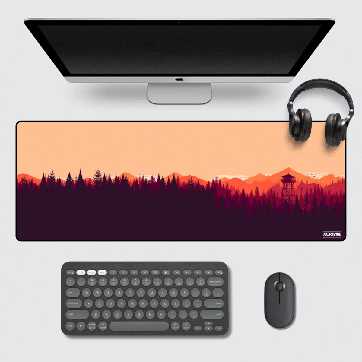 Firewatch Gaming Mouse Pad 80×33 cm – extended 3 mm thick non-slip forest silhouette desk mat