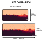 Firewatch Gaming Mouse Pad size comparison – available in 60×30 cm and 80×33 cm, 3 mm thick