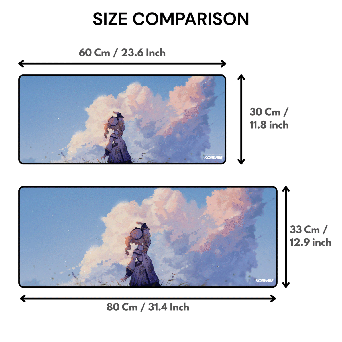 Genshin Impact Barbara Gaming Mouse Pad SIZE COMPARISON