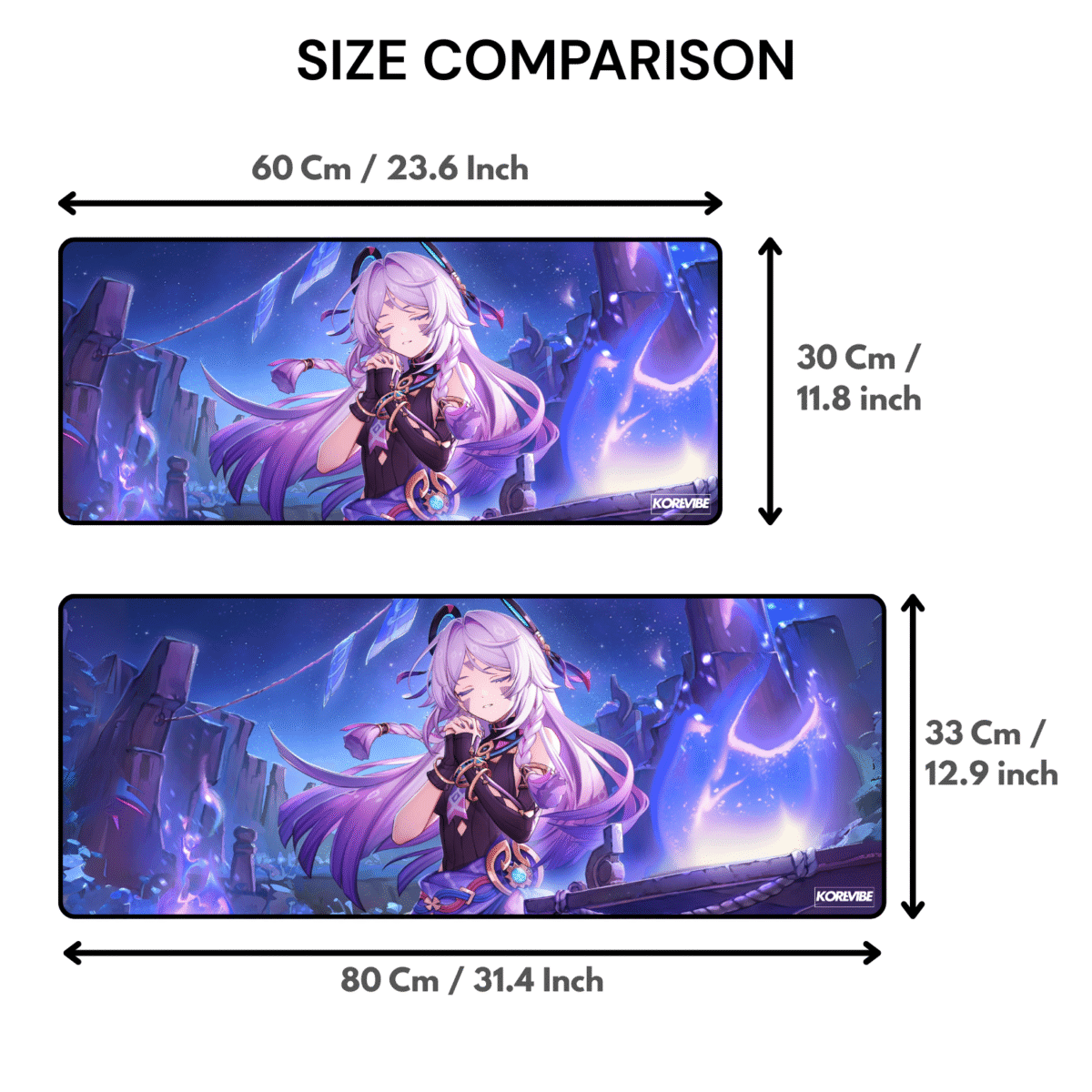 Genshin Impact Citlali Gaming Mouse Pad SIZE COMPARISON