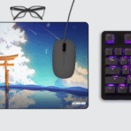 Japanese Shrine Gaming Mouse Pad on desktop β extended non-slip mat for gamers and professionals.