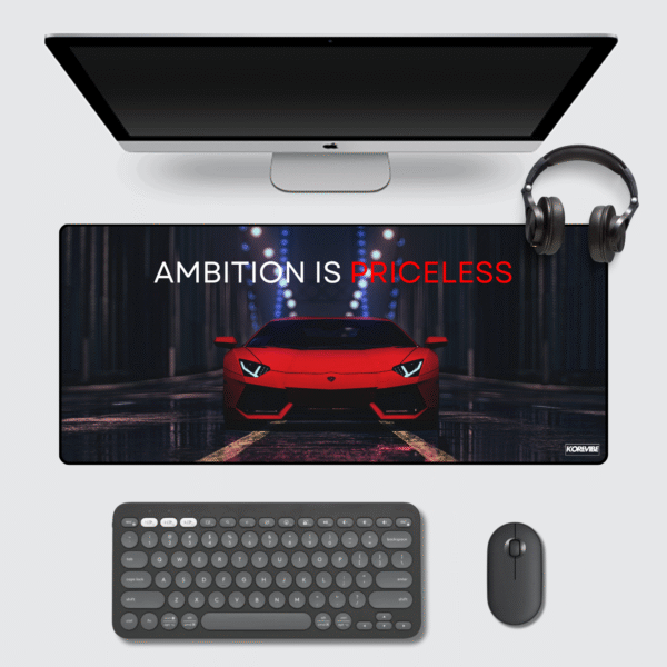 Ambition is Priceless Lamborghini Aventador Gaming Mouse Pad 60×30 cm – compact luxury car-inspired desk mat.