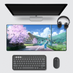 Anime gaming mouse pad 60×30 cm – large extended desk mat with cherry blossom art for PC and office setups.
