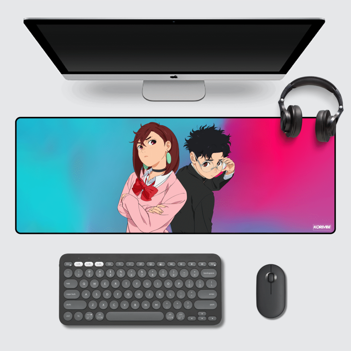 Momo and Okarun Dandadan Gaming Mouse Pad – 31.5 × 13 inches (80 × 33 cm) large extended mouse pad with anime design