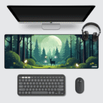 Moonlit Forest Gaming Mouse Pad 80×33 cm – extended non-slip nature-inspired desk mat for gamers