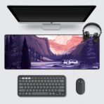 Mountain Landscape Gaming Mouse Pad 80×33 cm – scenic horizon with layered mountain peaks.