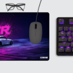 Nissan GTR Gaming Mouse Pad on desktop – extended non-slip mat for gamers and office setups