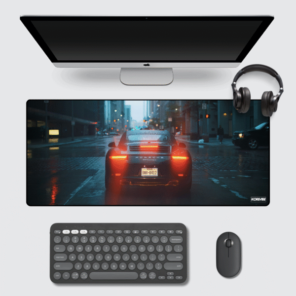 Porsche 911 Carrera Gaming Mouse Pad 60×30 cm – compact extended racing desk mat for gamers and Porsche enthusiasts.