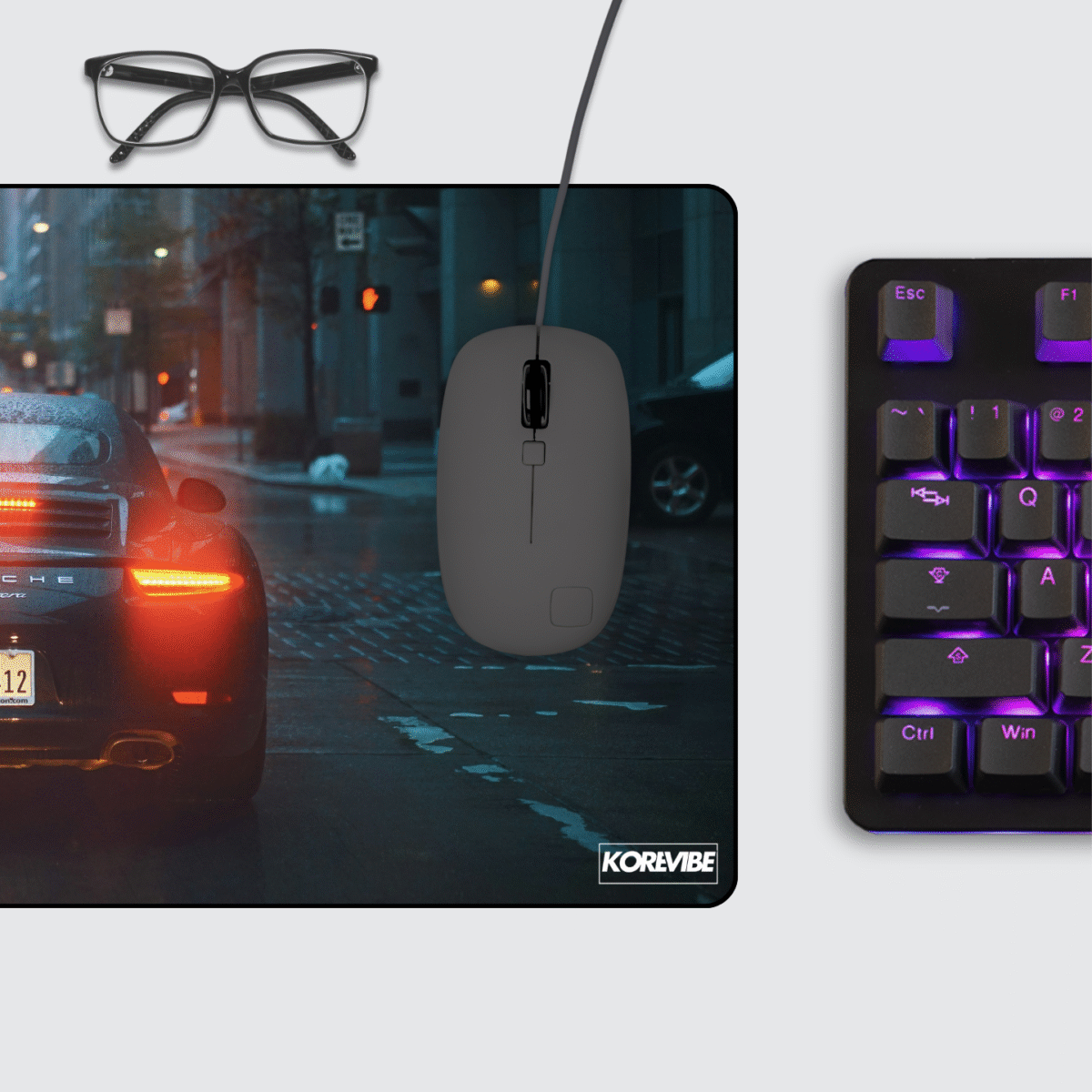 Porsche 911 Carrera Gaming Mouse Pad on desktop – non-slip extended mat for gamers and professionals.