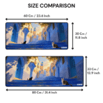 Sun-Drenched Blue City Gaming Mouse Pad size comparison β available in 60Γ30 cm and 80Γ33 cm, 3 mm thick