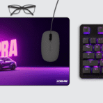 Toyota Supra Gaming Mouse Pad on desktop – extended non-slip mat for gamers and office setups.